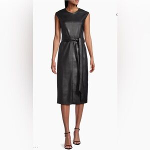 Modern Citizen Pilar Belted Vegan Leather Midi-Dress New